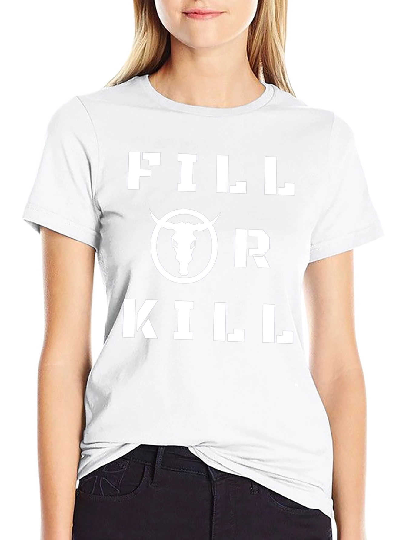 Black Fill or Kill Bull Graphic Black T-Shirt view 9