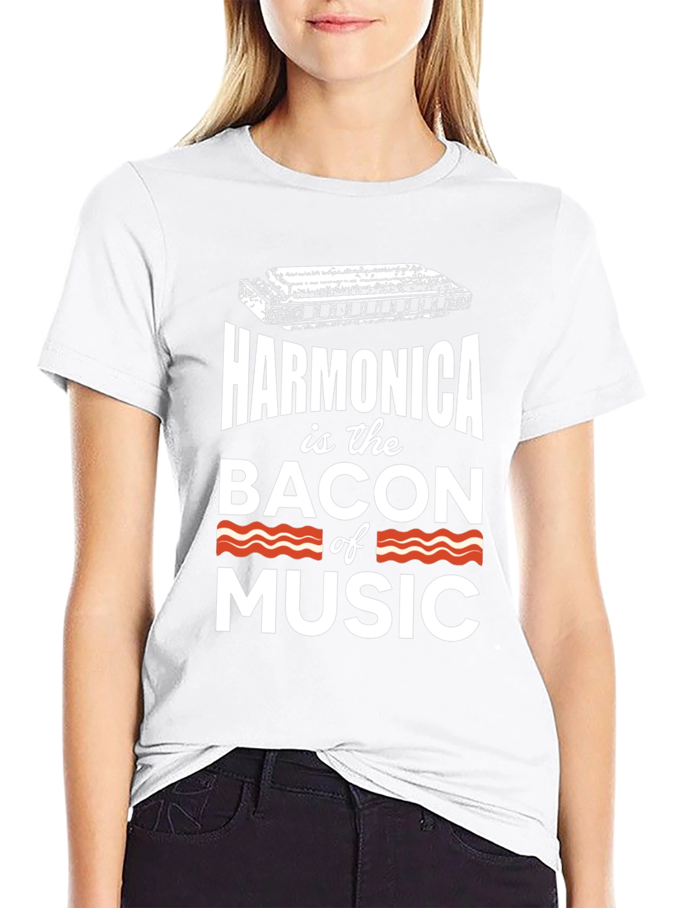 Black Harmonica is the Bacon of Music T-Shirt view 9