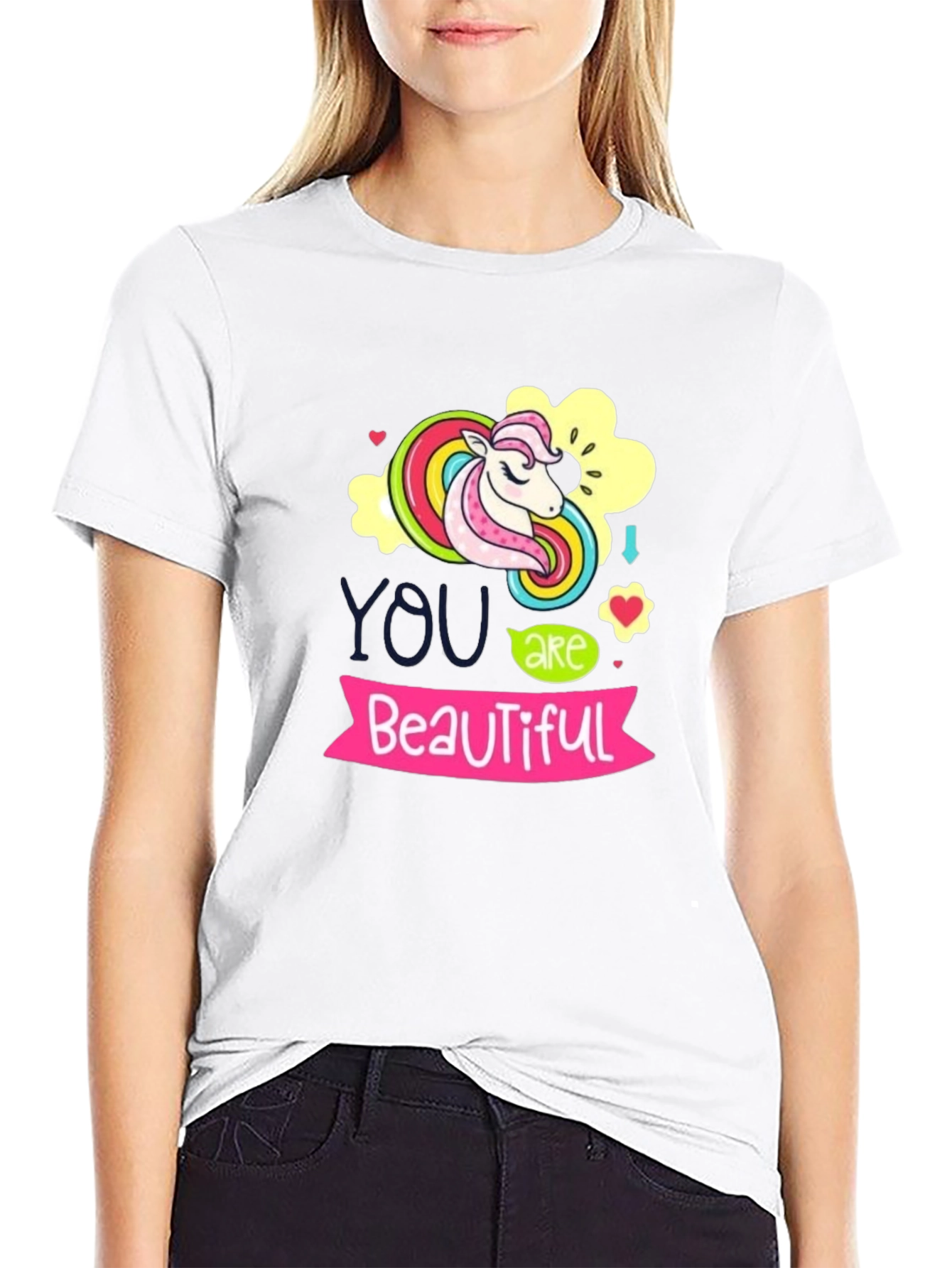 Black Unicorn "You are Beautiful" Black T-Shirt view 9