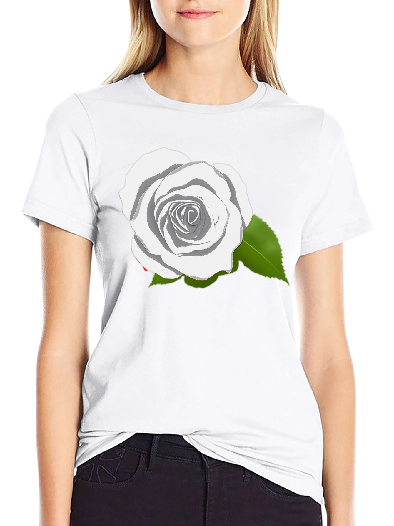 Black Rose Graphic T-Shirt - Elegant Floral Design view 9