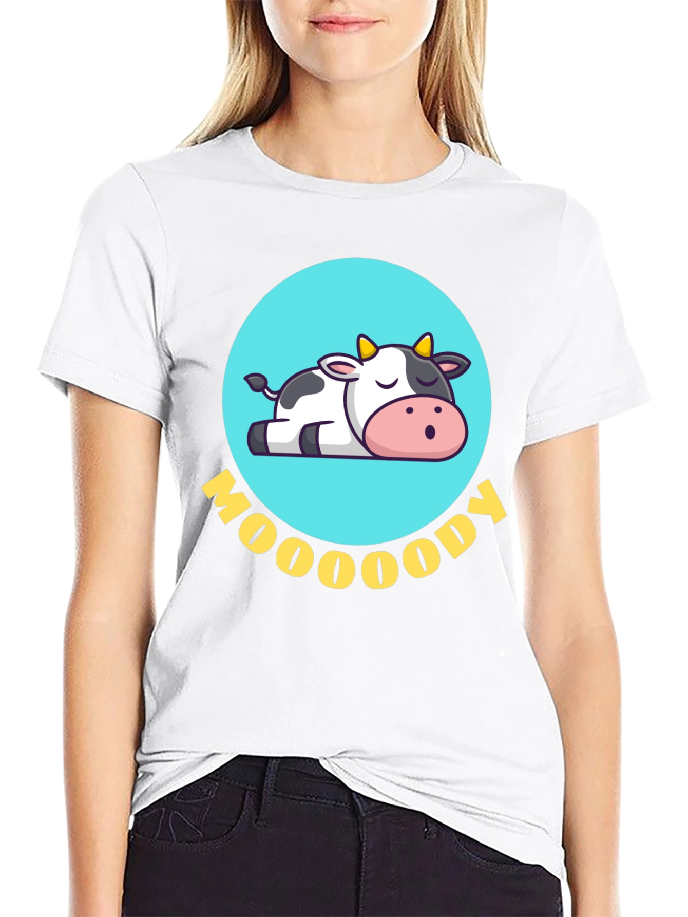 Black Moody Cow Graphic Tee - Comfortable & Stylish view 9