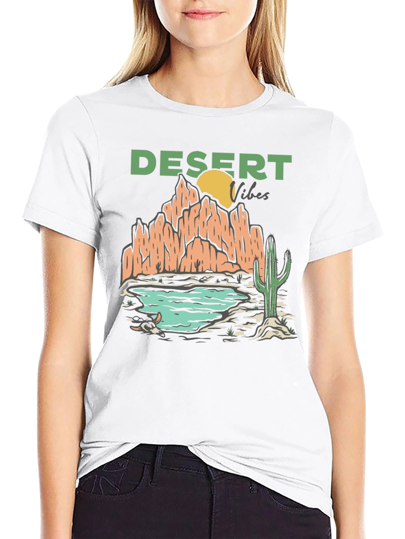 Black Desert Vibes Graphic T-Shirt - Black Cotton Tee view 9