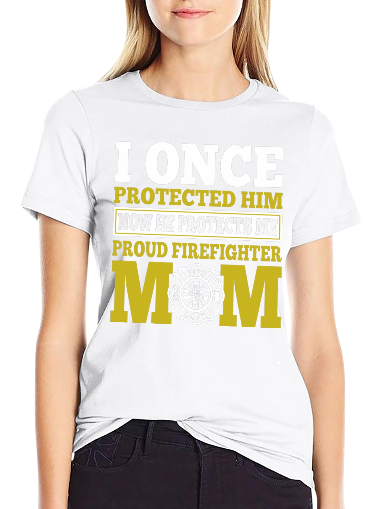 Black Proud Firefighter Mom Graphic T-Shirt view 9