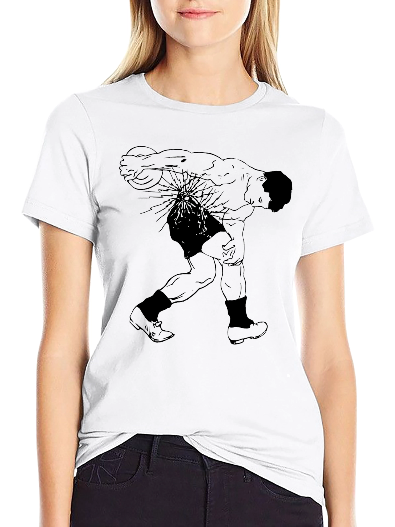 Black Graphic T-Shirt: Retro Athlete Design view 9