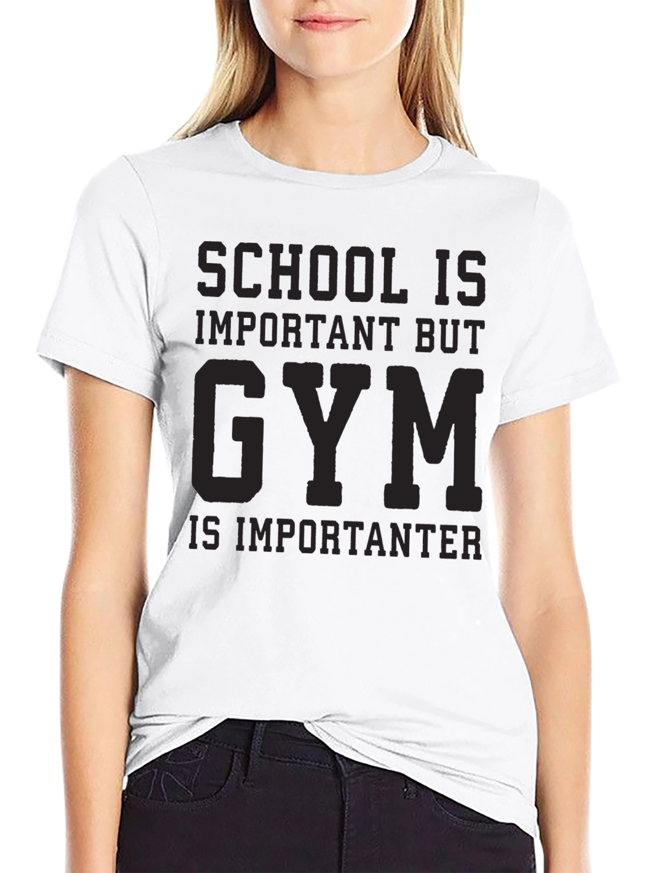 Black Gym is Importanter Black Graphic Tee view 9