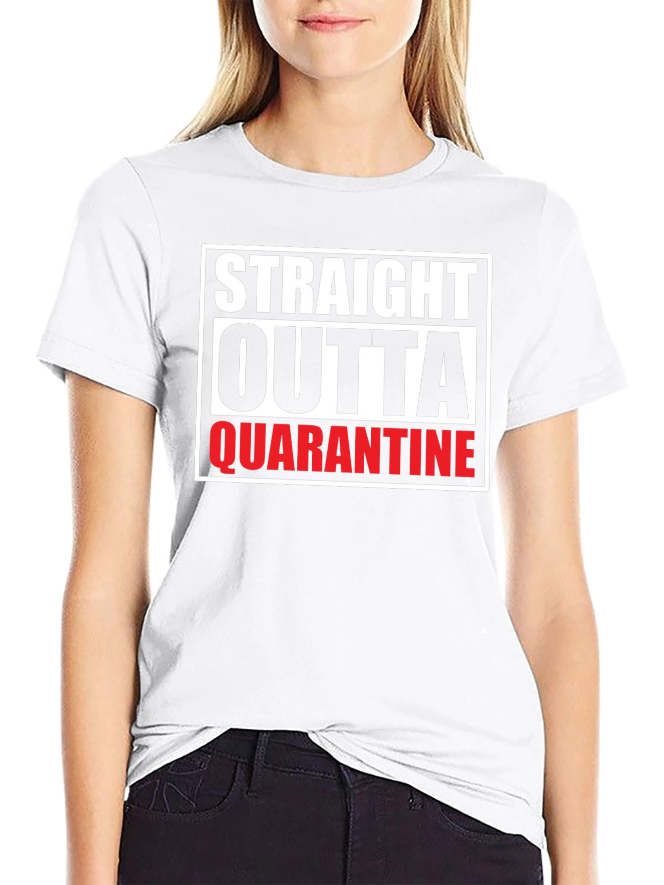 Black Straight Outta Quarantine Graphic T-Shirt view 9