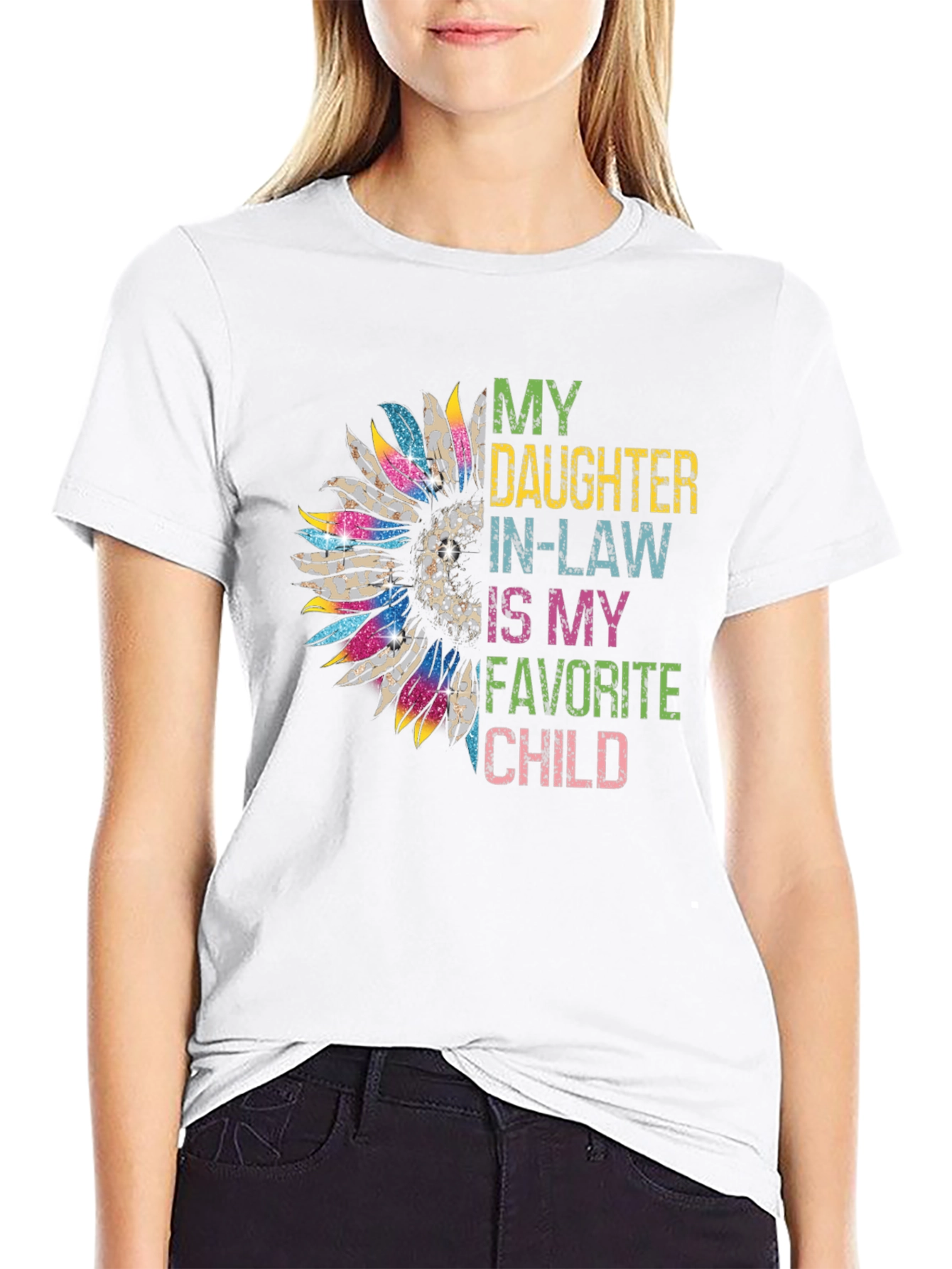 Black Daughter-In-Law Favorite Child Sunflower Graphic Tee view 9