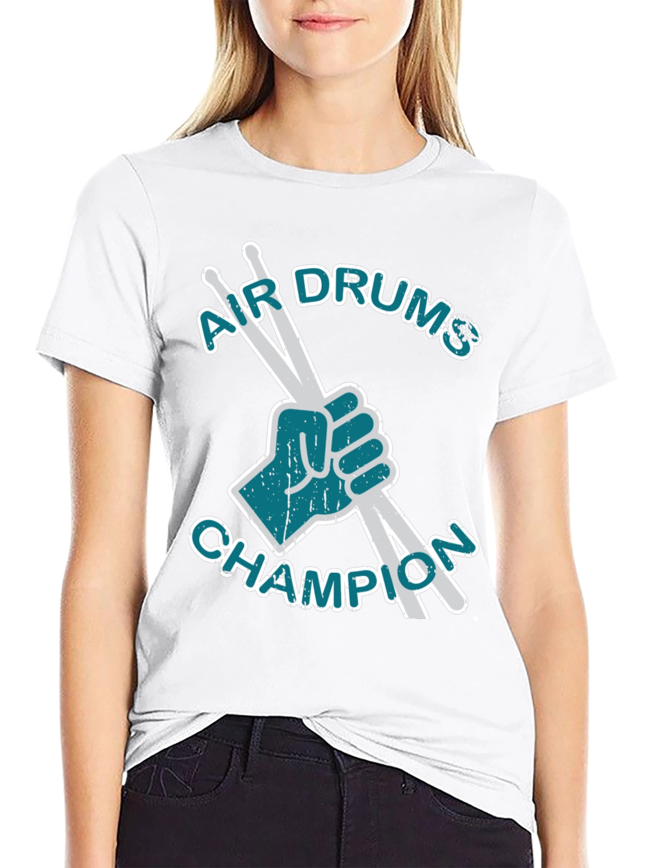 Black Air Drums Champion Graphic Tee - Black Cotton T-Shirt view 9