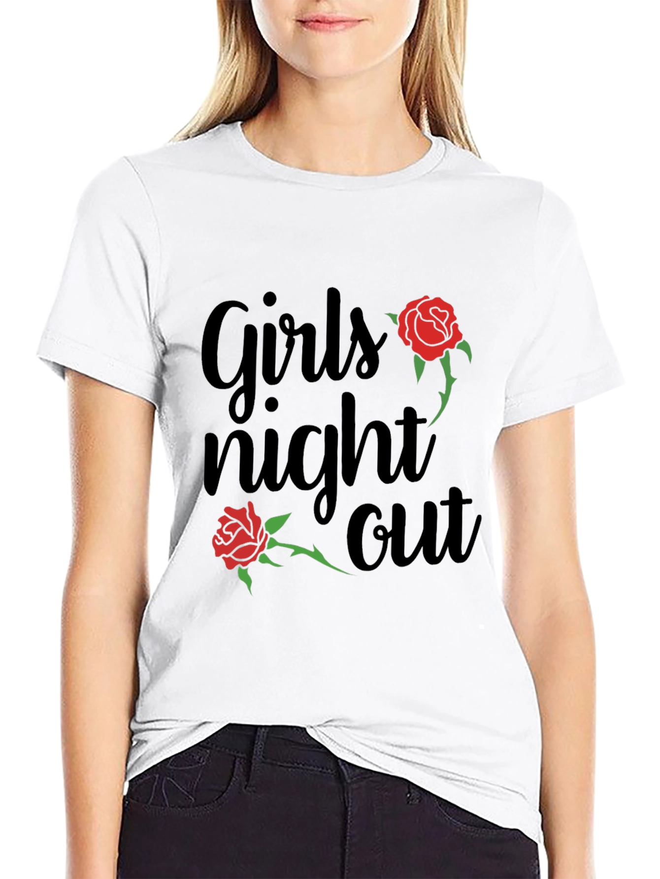 Black Girls Night Out Rose Graphic T-Shirt view 9
