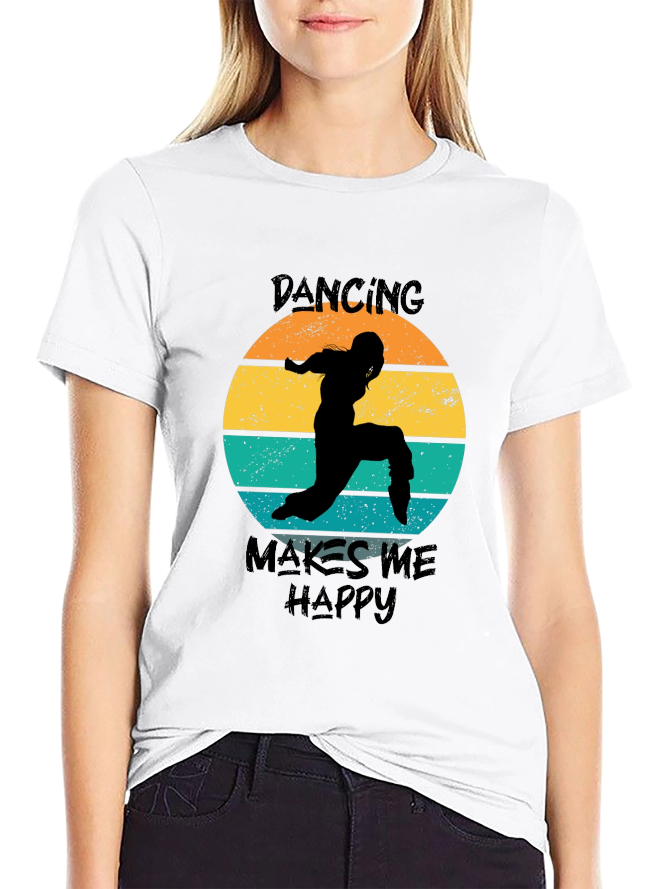 Black Dancing Makes Me Happy T-Shirt view 9