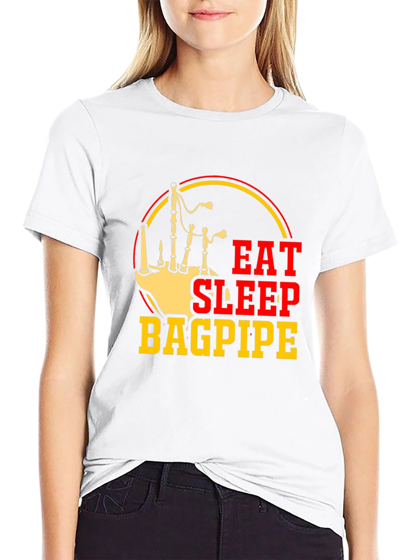 Black Eat Sleep Bagpipe T-Shirt | Musician Apparel view 9
