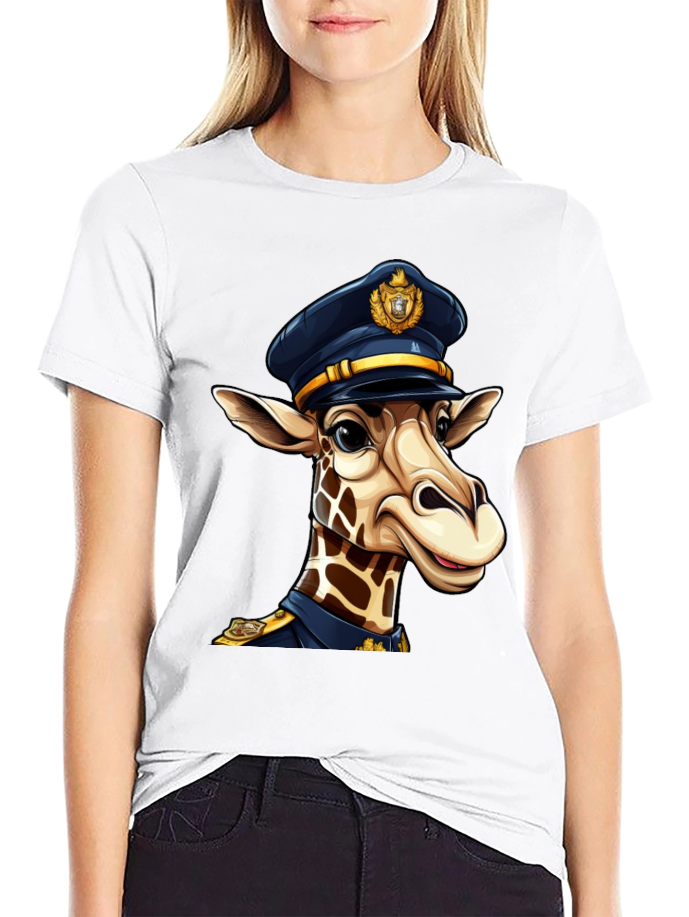 Black Giraffe Police T-Shirt - Unique Graphic Tee view 9