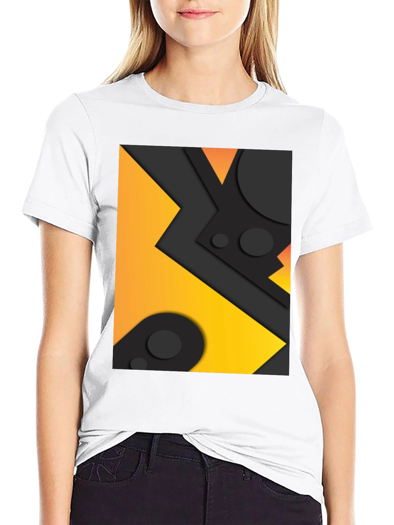 Black Geometric Abstract Graphic Tee - Black view 9