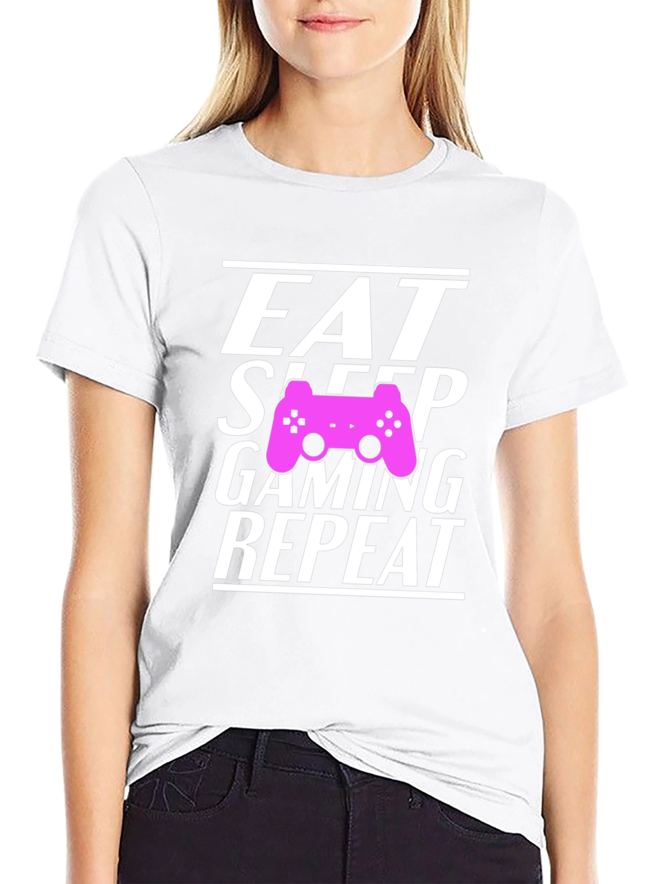 Black Eat Sleep Gaming Repeat Gamer T-Shirt view 9