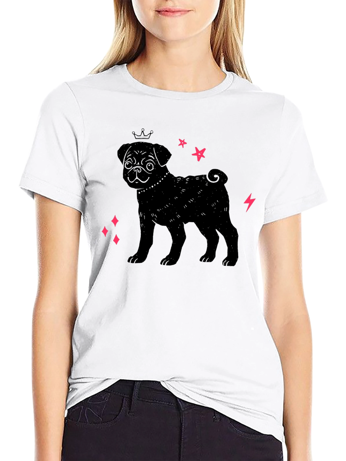 Black Pug Princess T-Shirt - Stylish Dog Lover Tee view 9