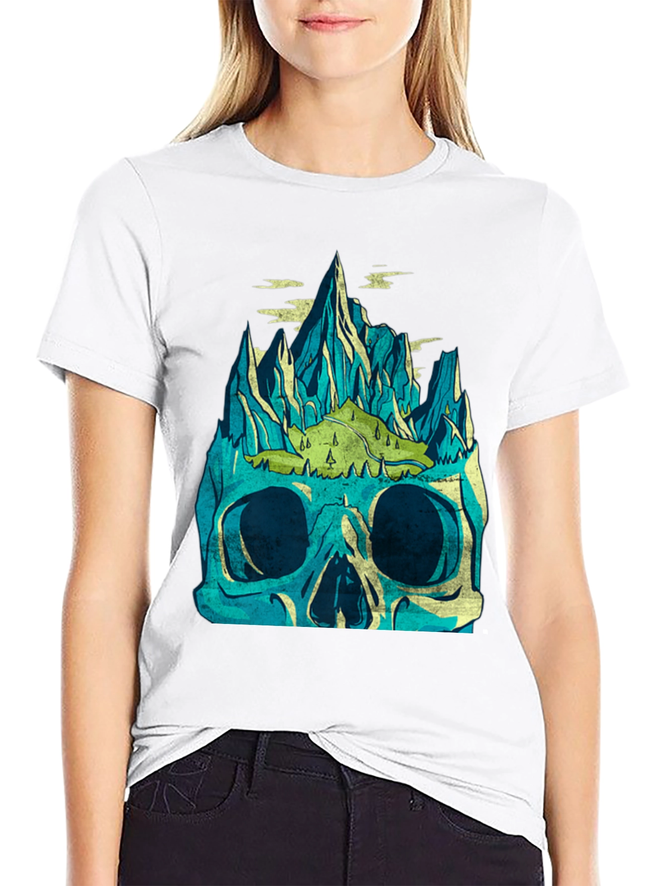 Black Skull Mountain Graphic Tee - Men's Black T-Shirt view 9