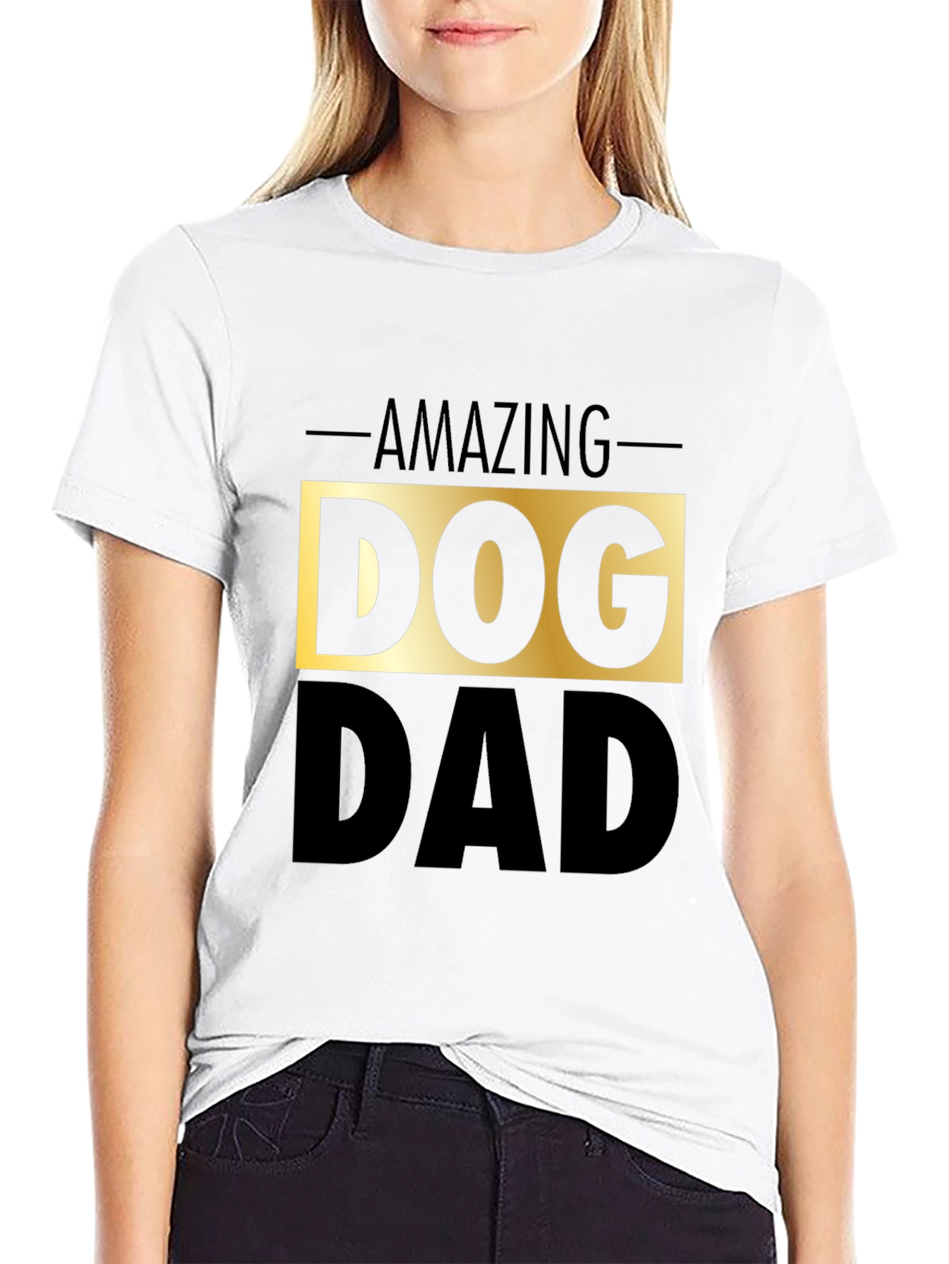 Black Amazing Dog Dad Black Graphic Tee view 9