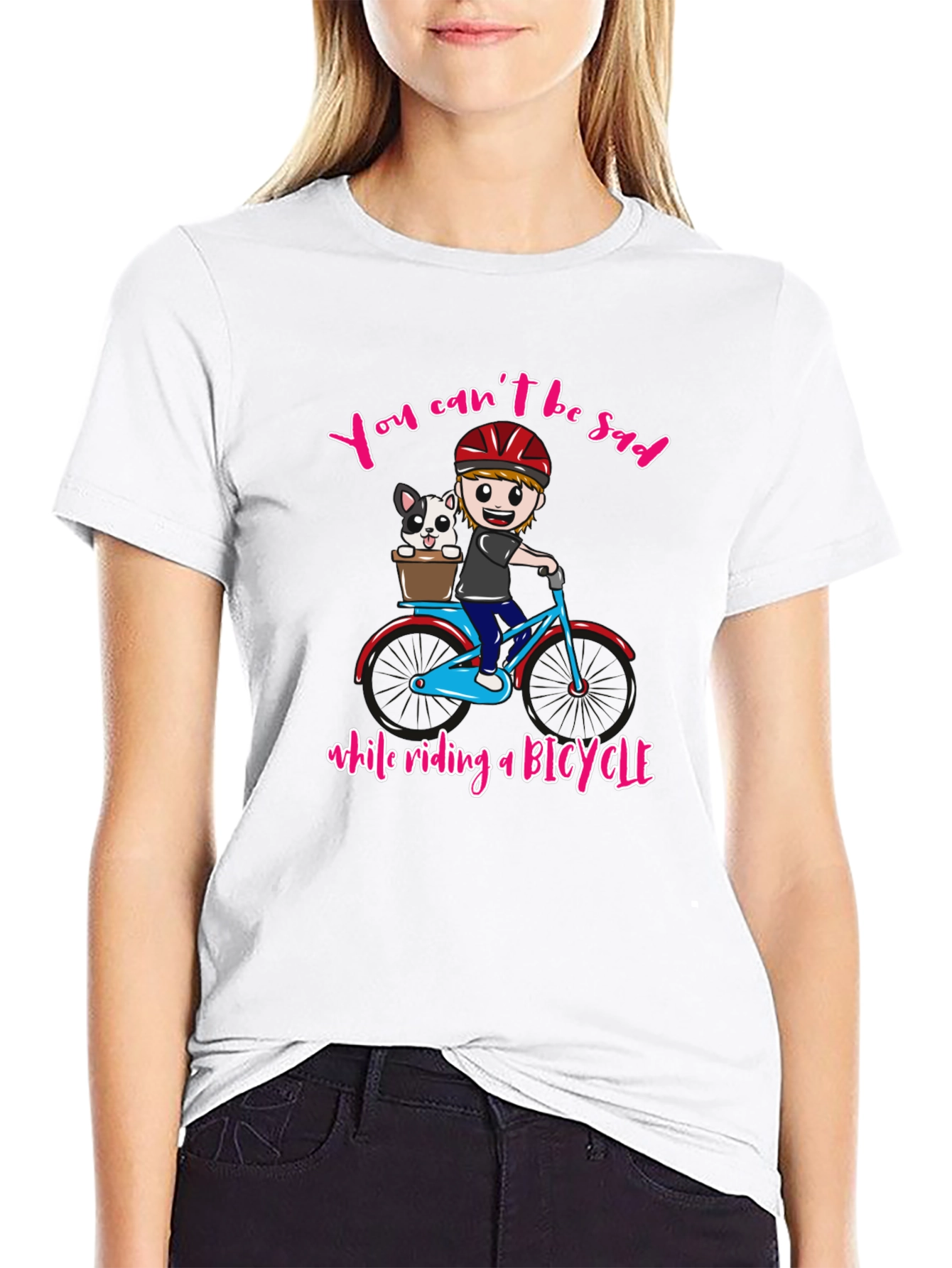Black Funny Bicycle Rider T-Shirt view 9