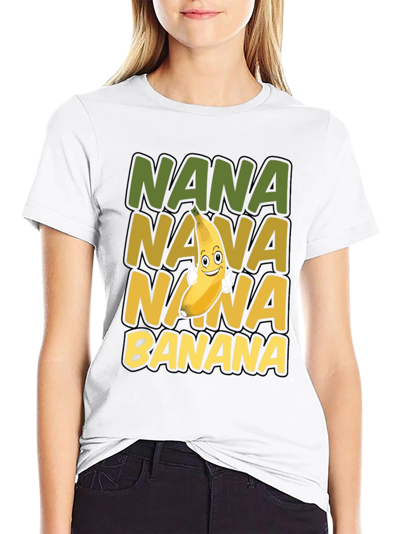 Black Nana Banana T-Shirt - Fun Fruit Graphic Tee view 9