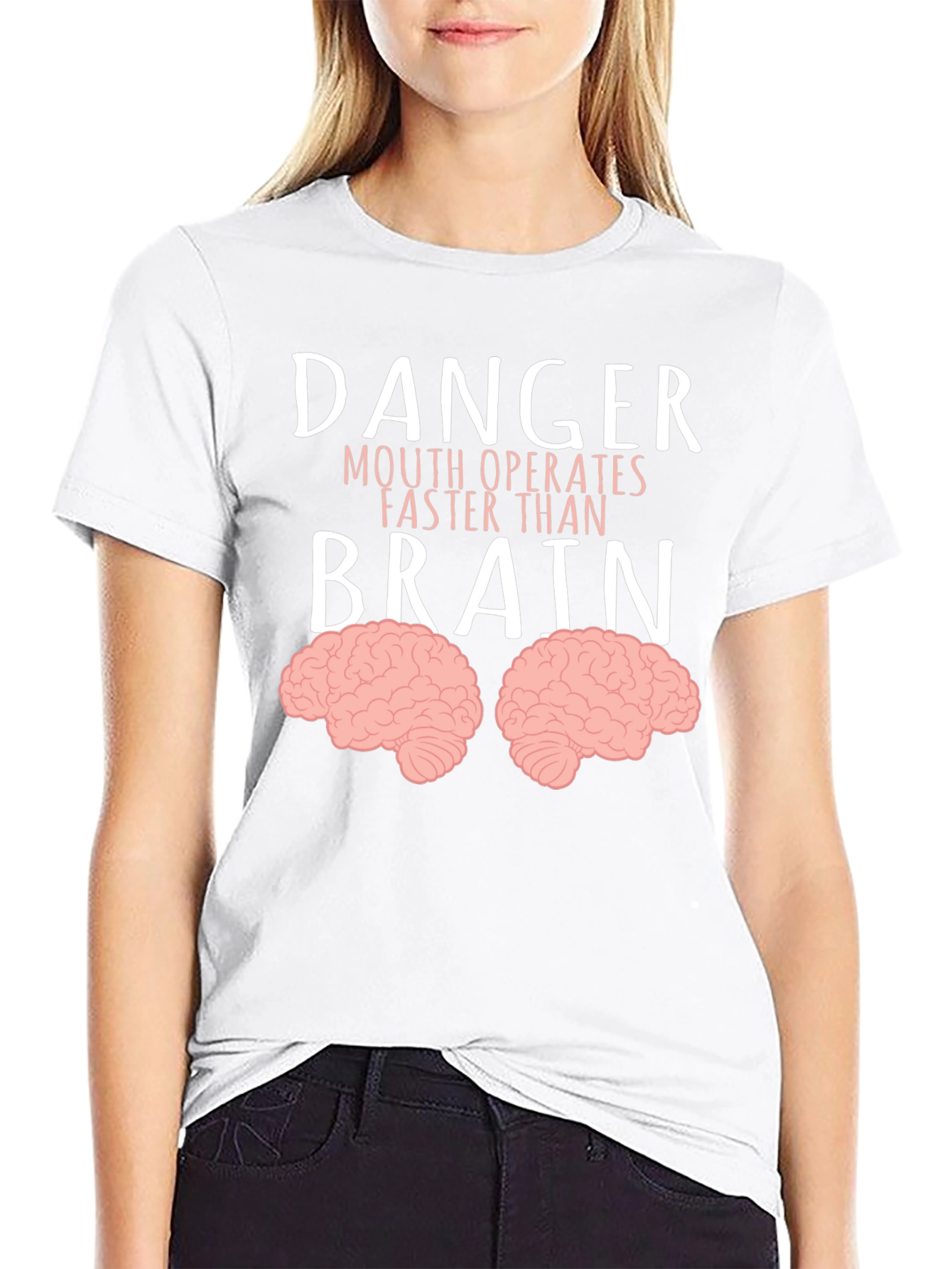 Black Danger Mouth Operates Faster Than Brain T-Shirt view 9