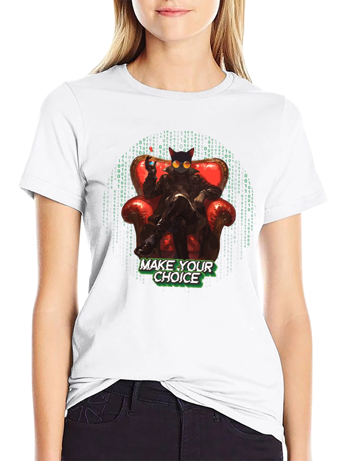 Black Matrix Cat T-Shirt view 9