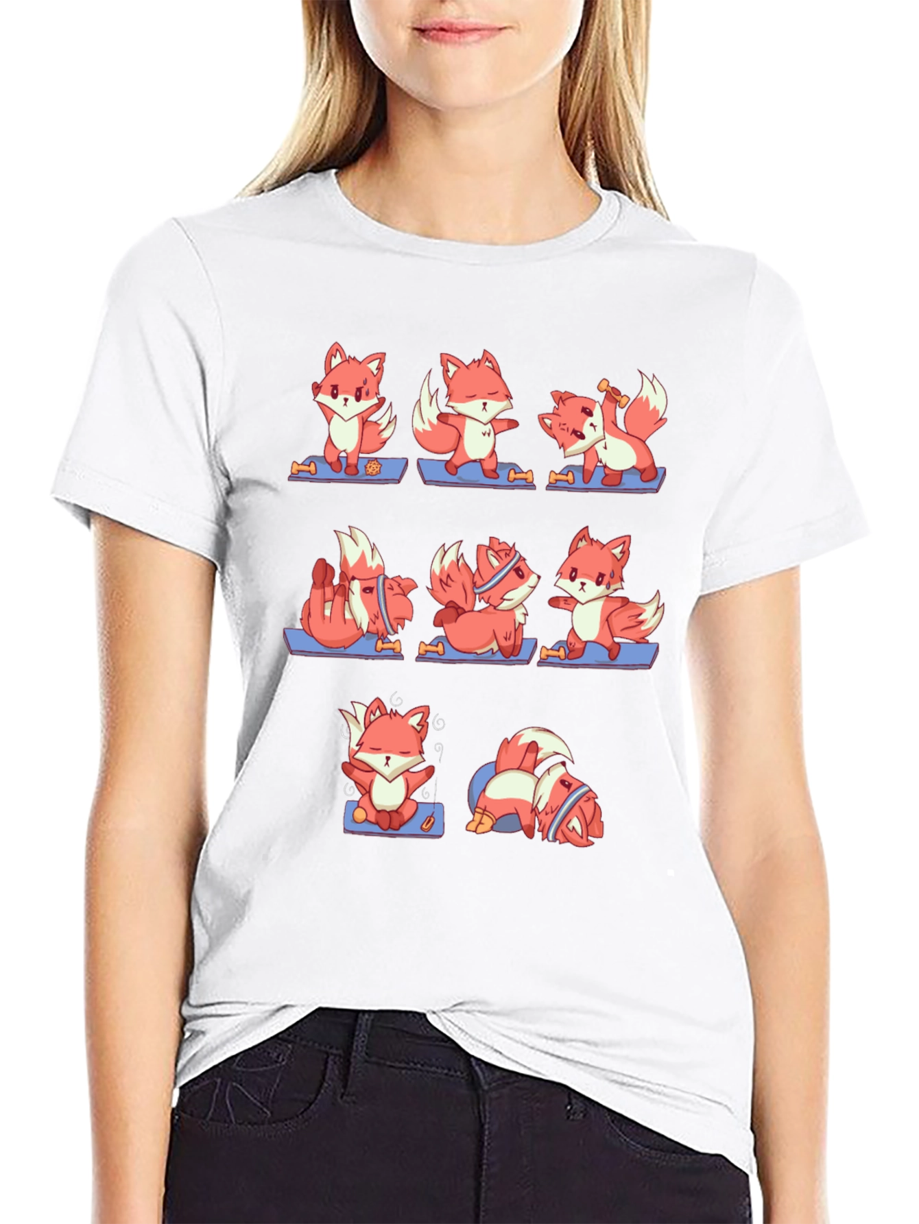Black Yoga Fox Tee - Relax & Train! view 9
