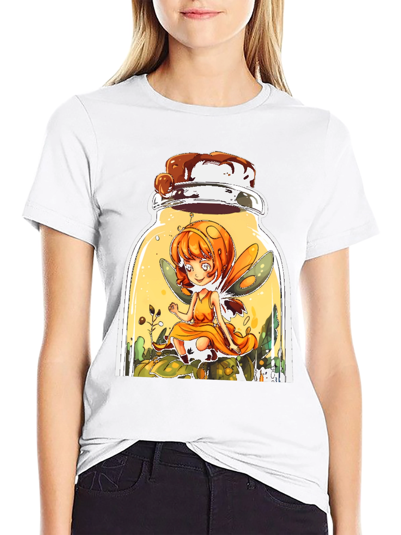 Black Fairy Jar T-Shirt - Whimsical Graphic Tee view 9