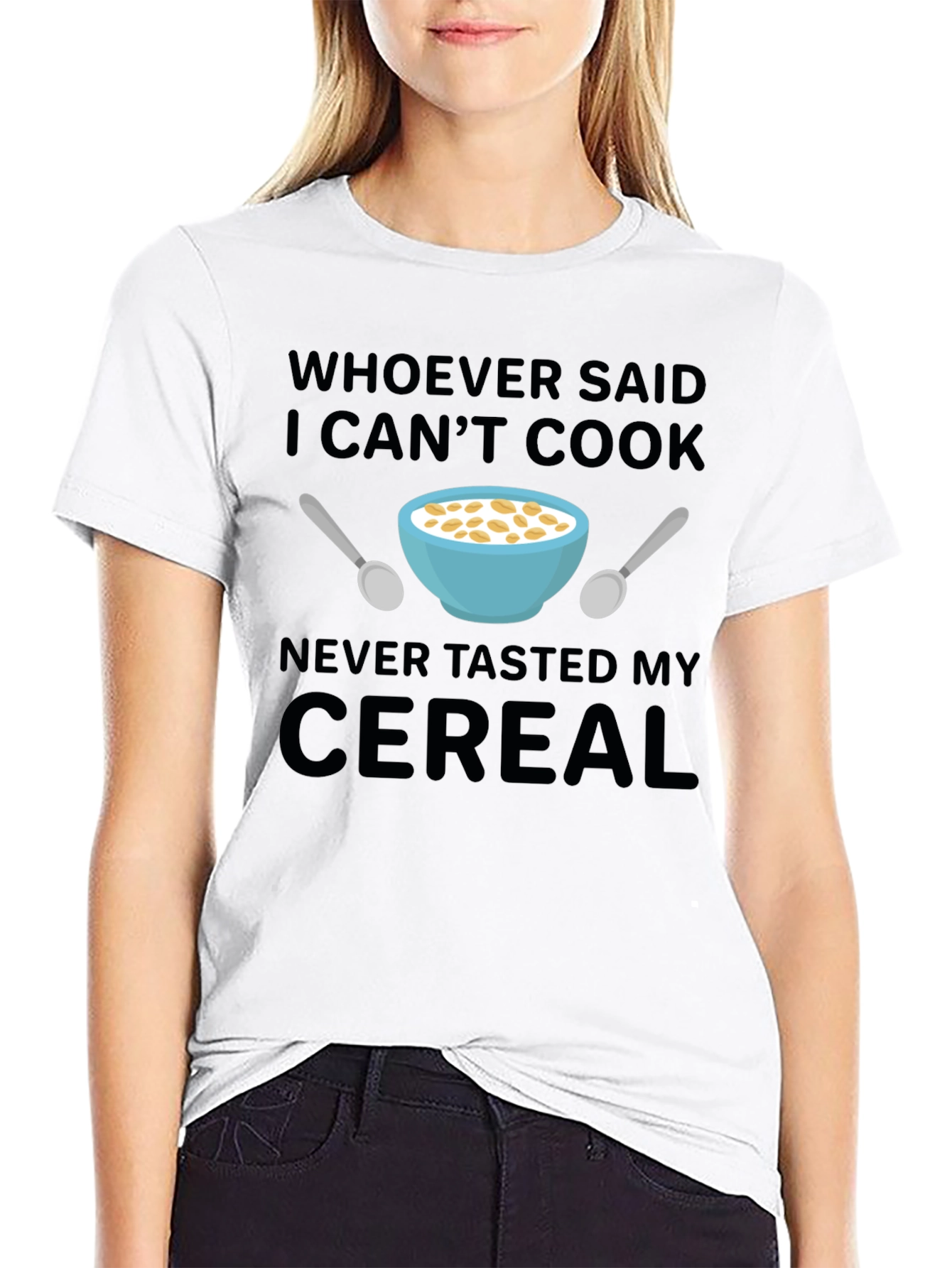 Black Funny Cereal T-Shirt - Whoever Said I Can't Cook view 9