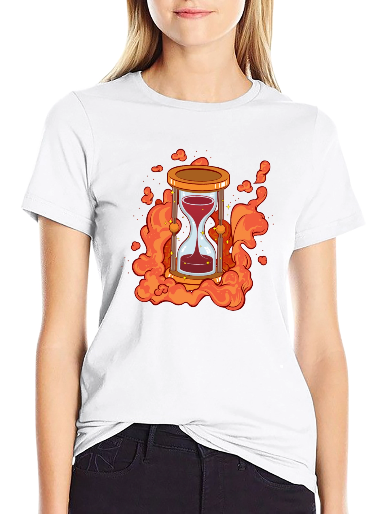 Black Hourglass Fire Graphic Tee - Bold & Stylish view 9