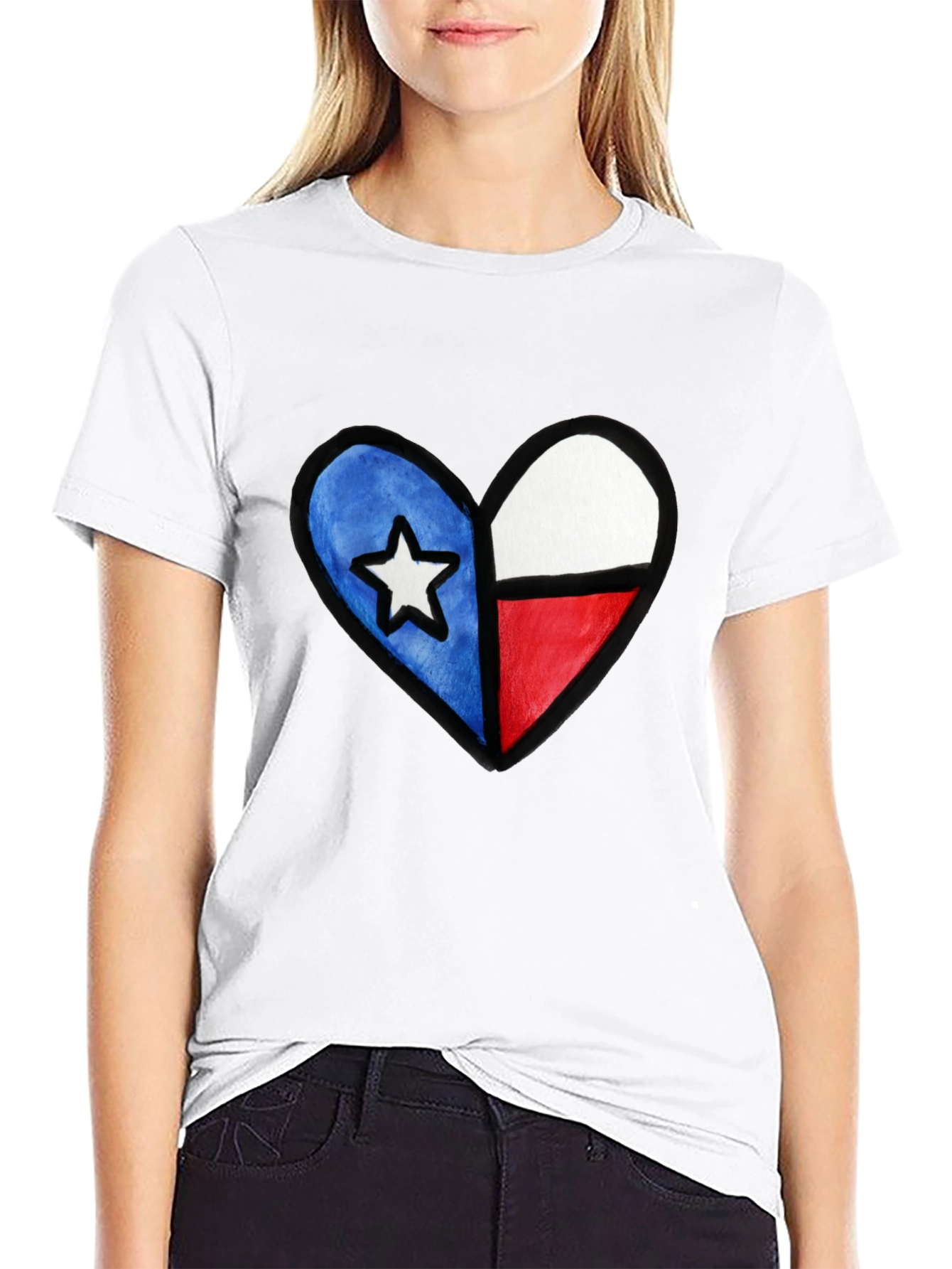 Black Texas Flag Heart T-Shirt - Show Your State Pride view 9