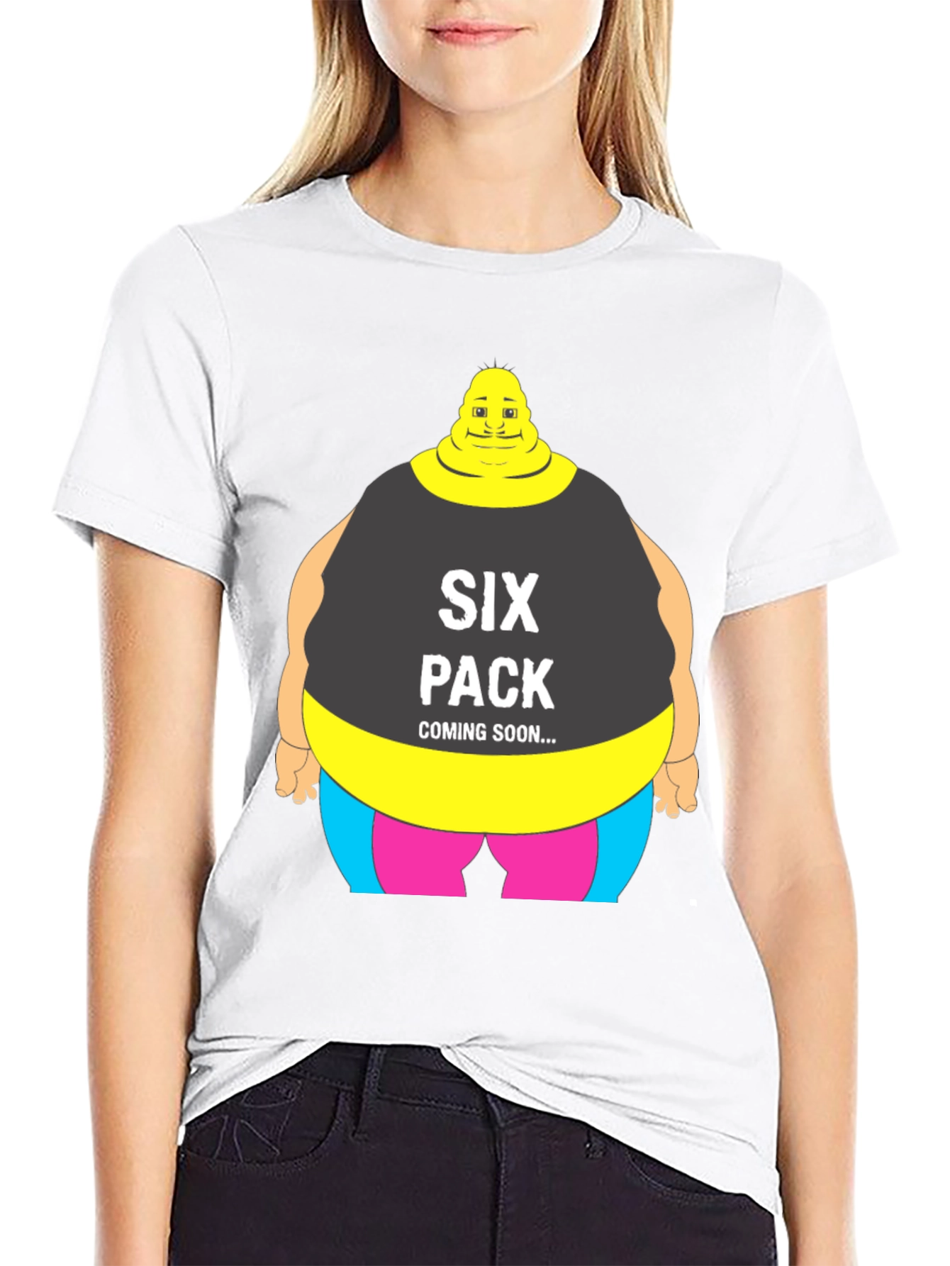 Black Funny Six Pack Coming Soon Graphic T-Shirt view 9
