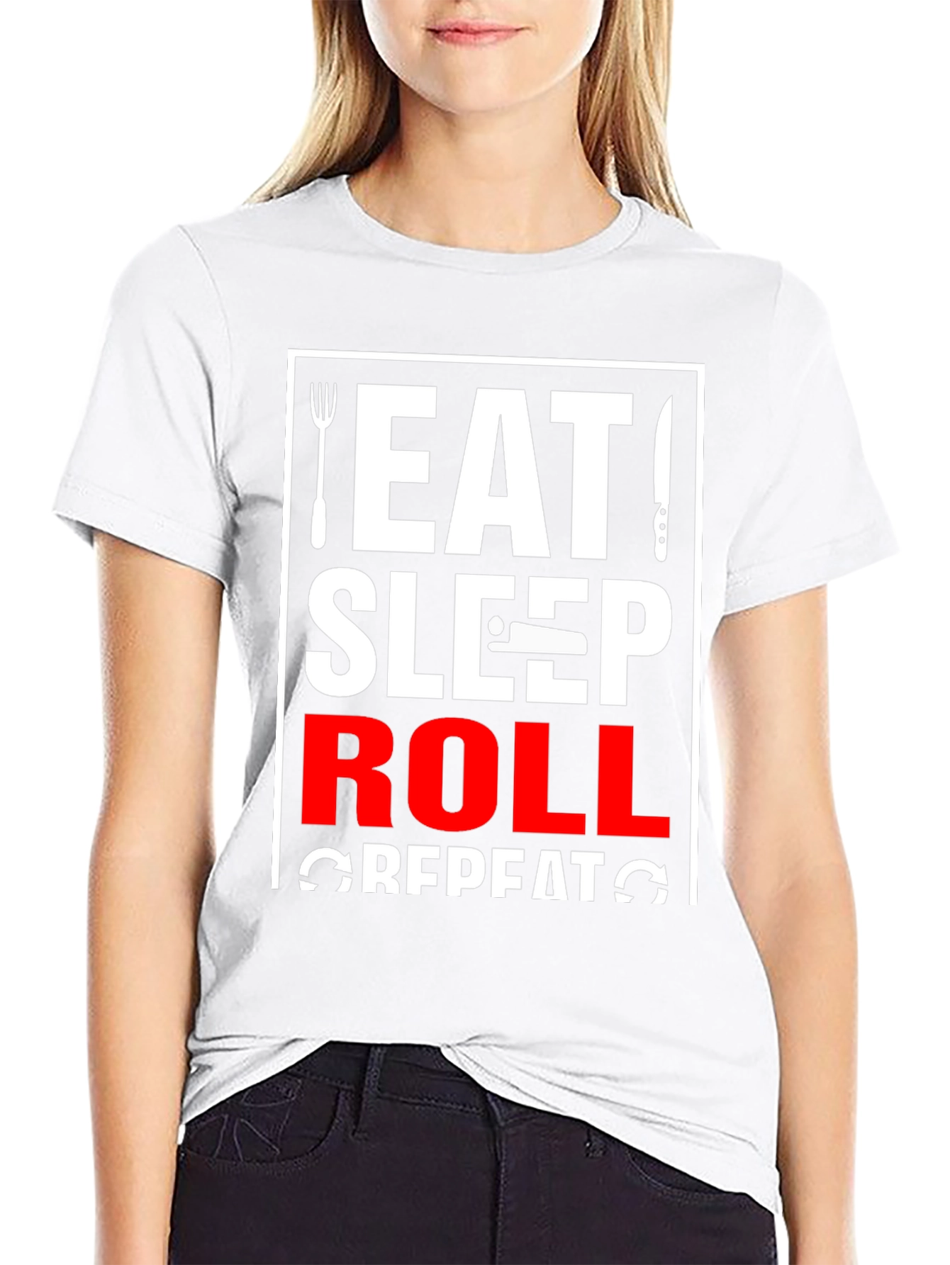 Black Eat Sleep Roll Repeat T-Shirt view 9