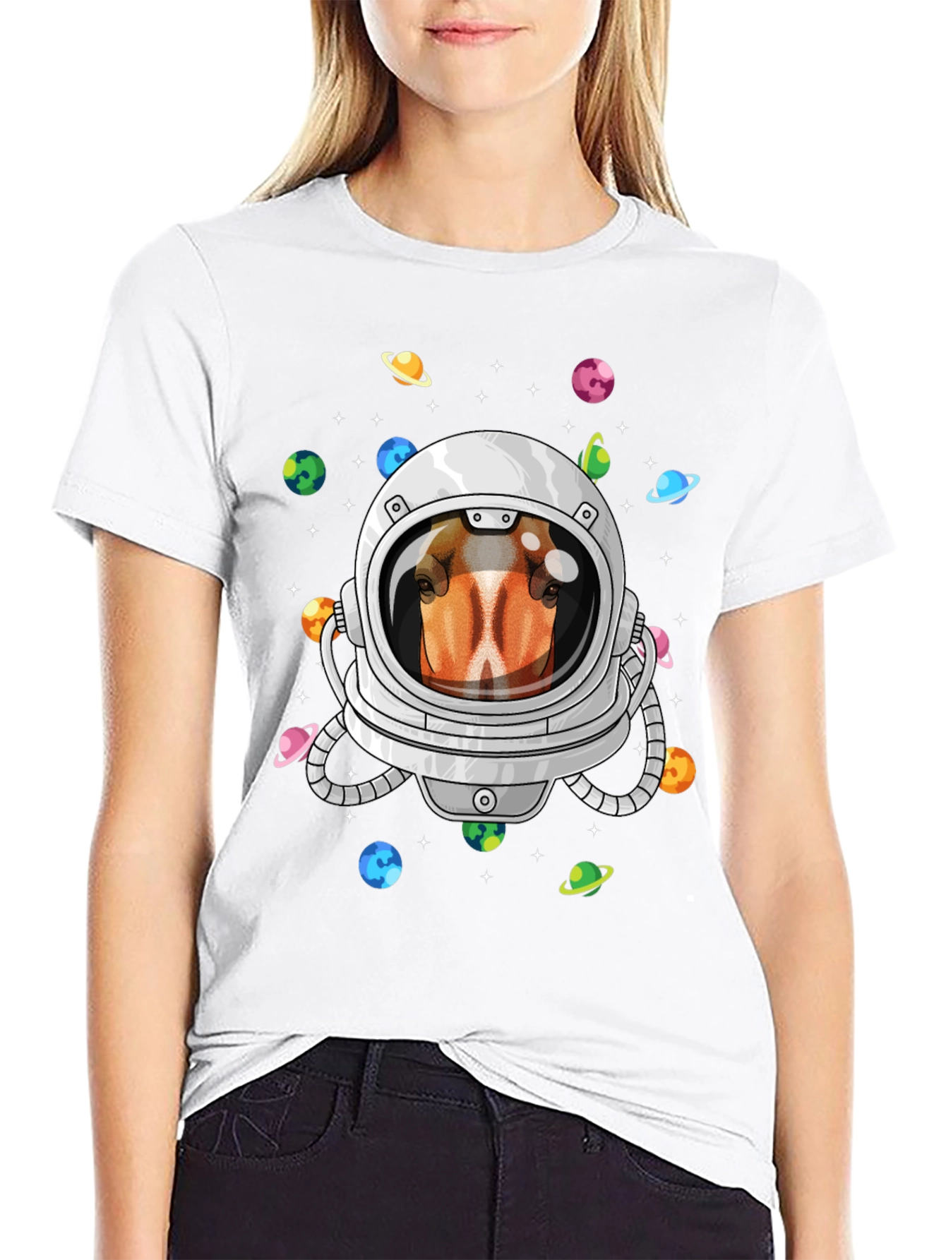 Black Astronaut Horse T-Shirt, Space Animal Tee view 9