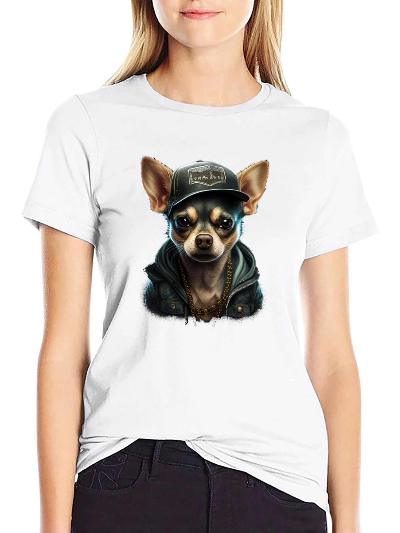 Black Cool Chihuahua Graphic T-Shirt view 9