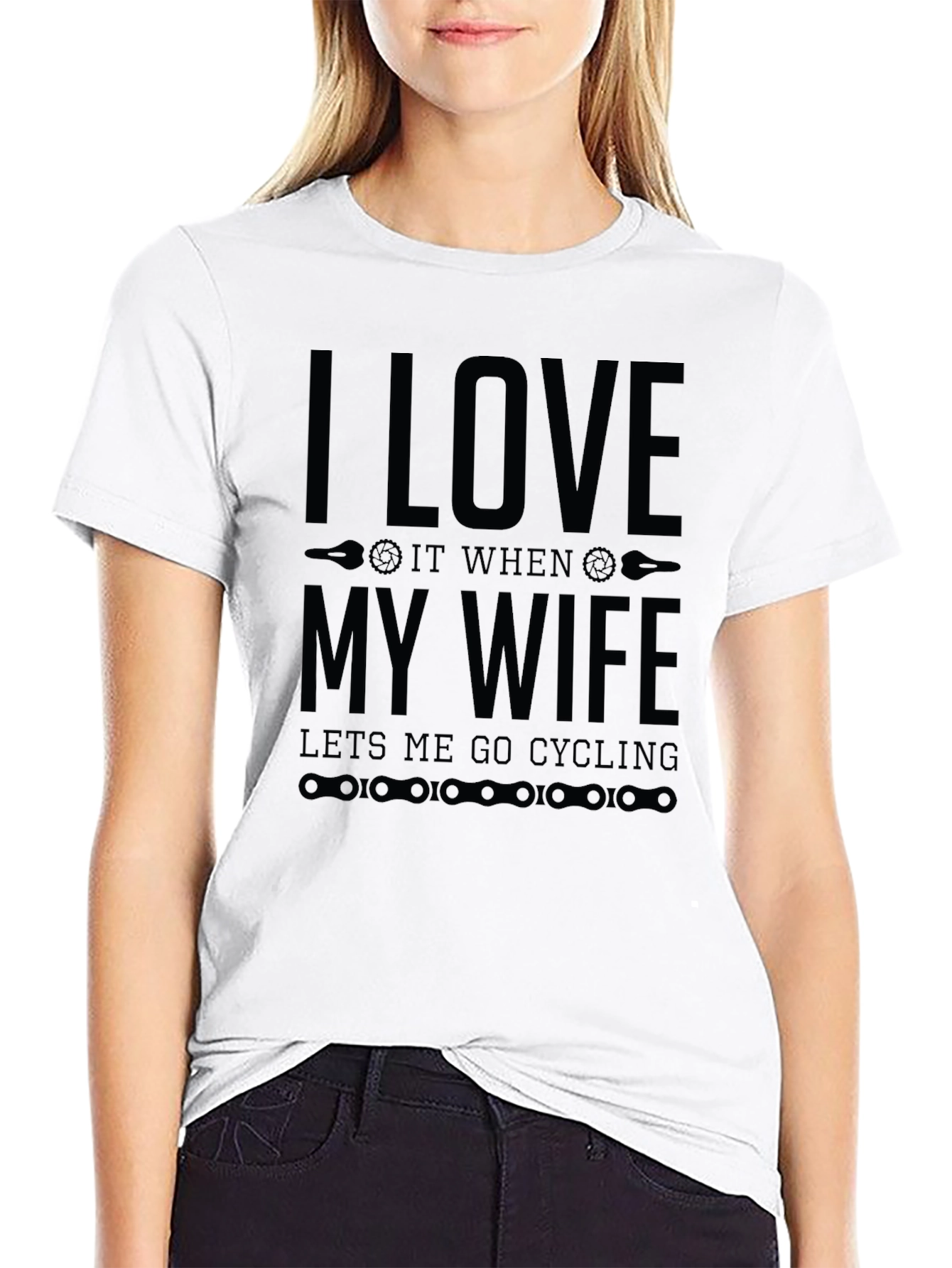 Black I Love My Wife Cycling T-Shirt view 9