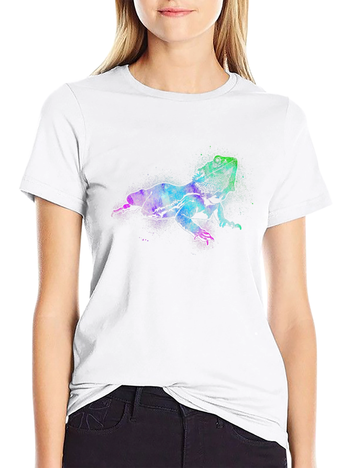 Black Bearded Dragon T-Shirt, Vibrant Lizard Tee view 9