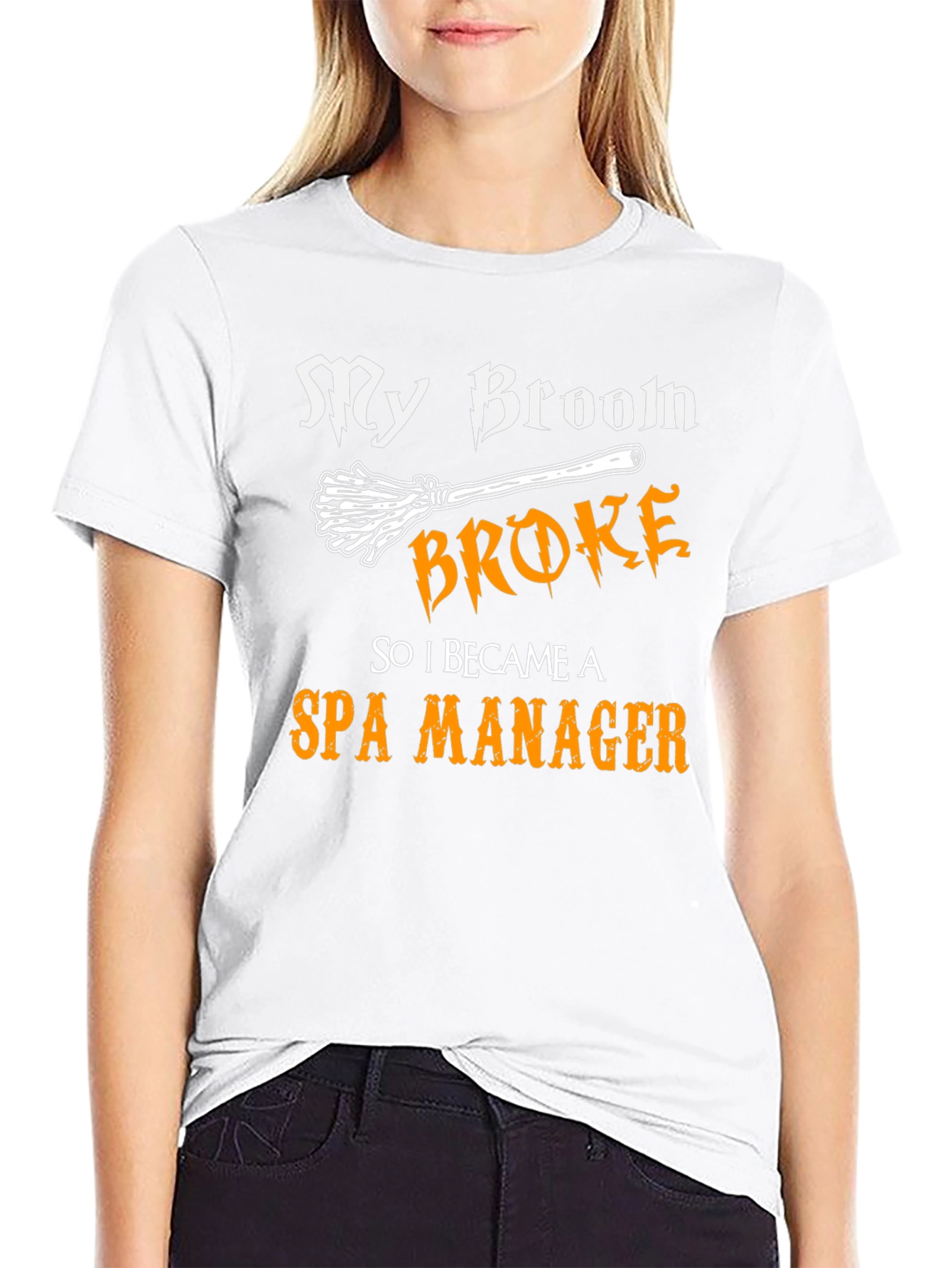Black My Broom Broke Spa Manager T-Shirt Funny Halloween view 9