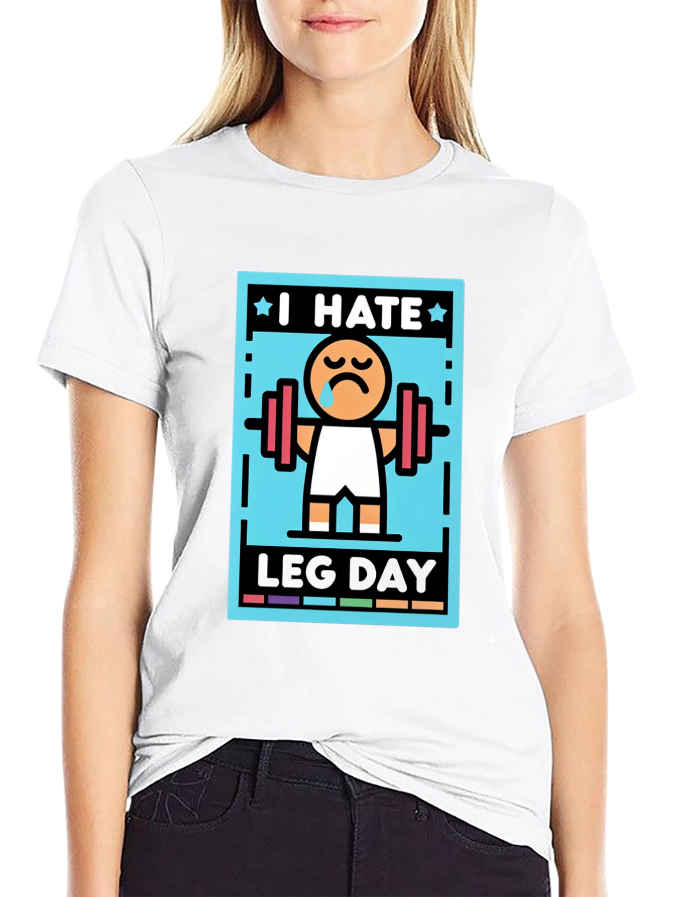 Black I Hate Leg Day T-Shirt - Funny Workout Tee view 9