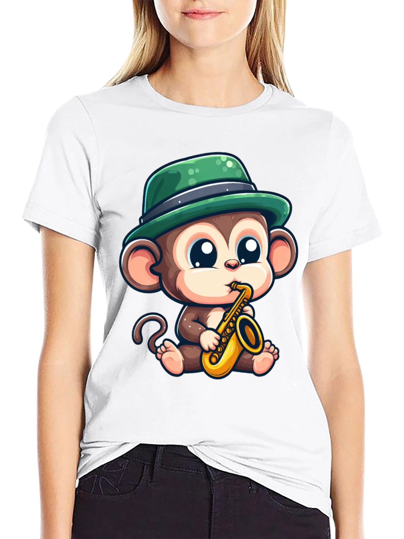 Black Monkey Saxophone T-Shirt: Cool Cartoon Graphic Tee view 9