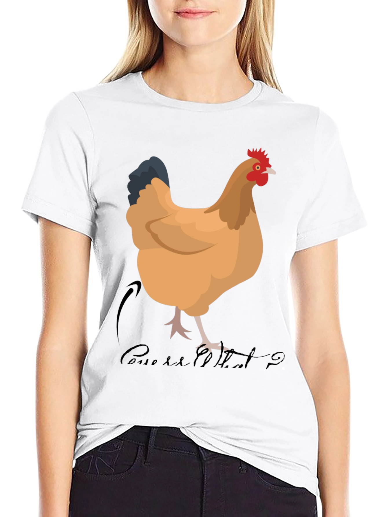 Black Funny Chicken T-Shirt - Guess What? view 9
