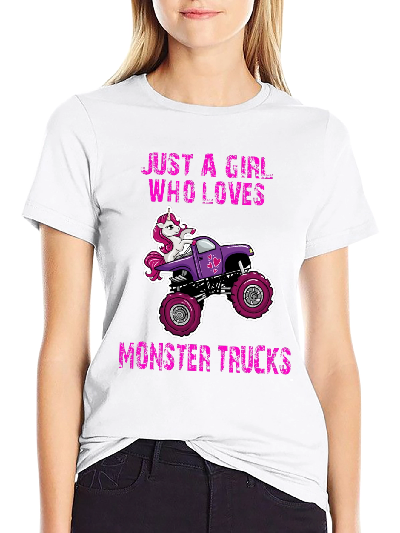 Black Unicorn Monster Truck Graphic Tee - Just a Girl Who Loves Trucks view 9
