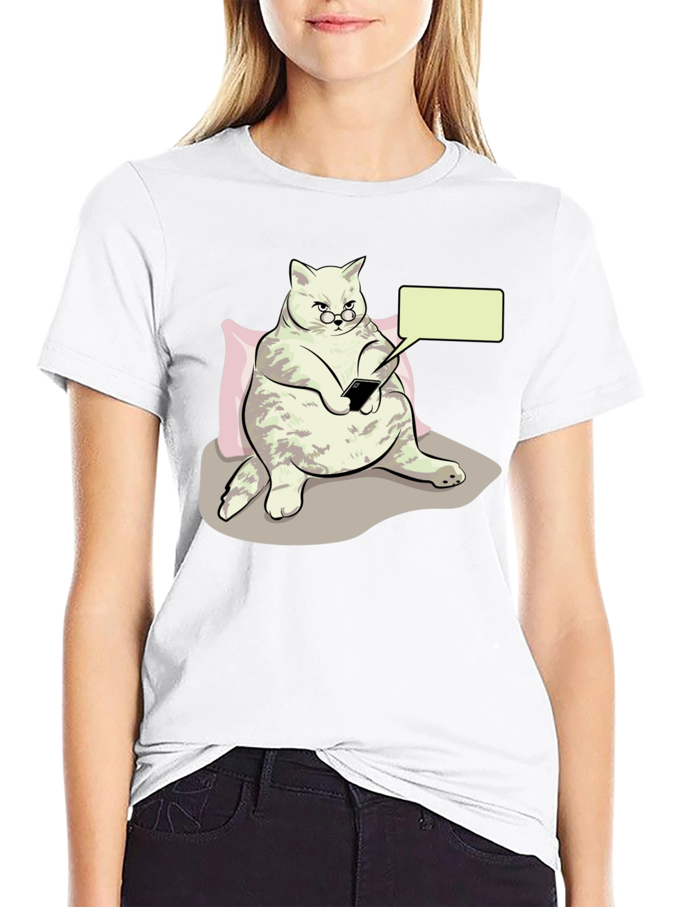 Black Funny Cat T-Shirt - Tech Savvy Feline view 9
