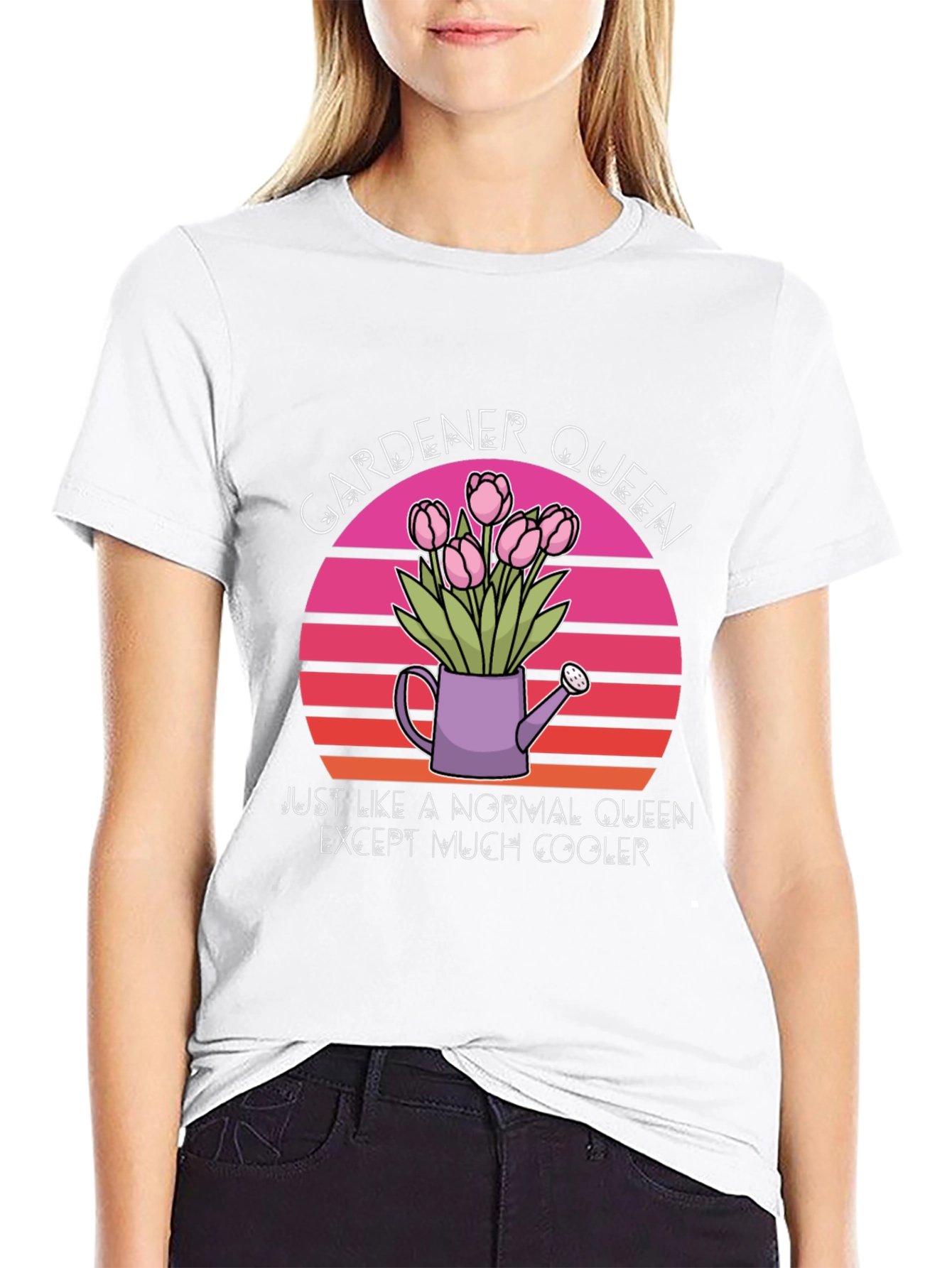 Black Gardener Queen T-Shirt - Cool Floral Design view 9