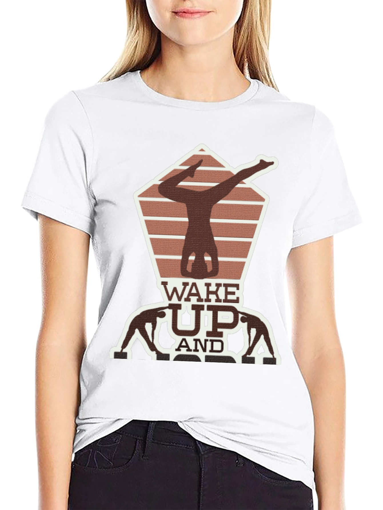 Black Wake Up Yoga Pose Graphic Tee view 9