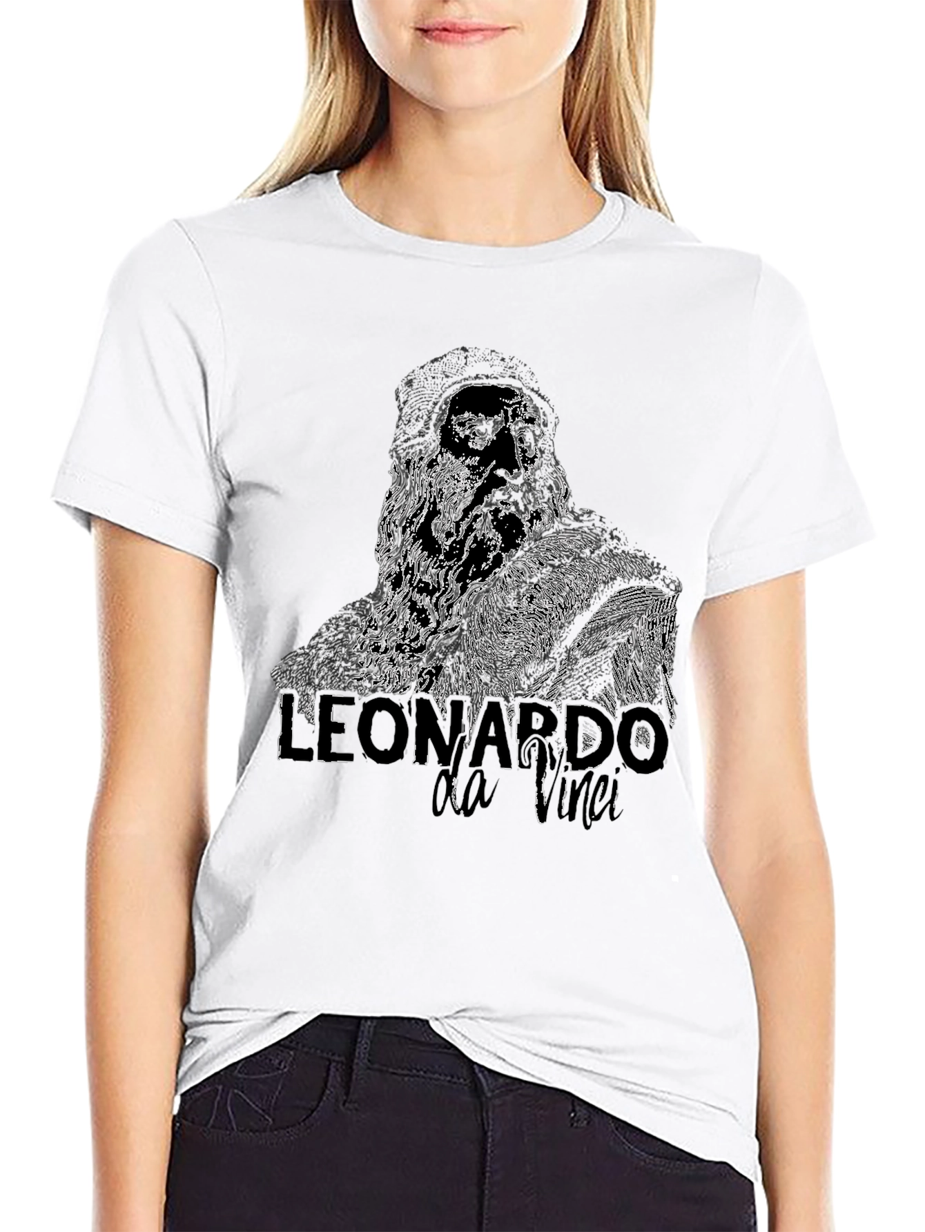 Black Leonardo da Vinci Graphic T-Shirt view 9