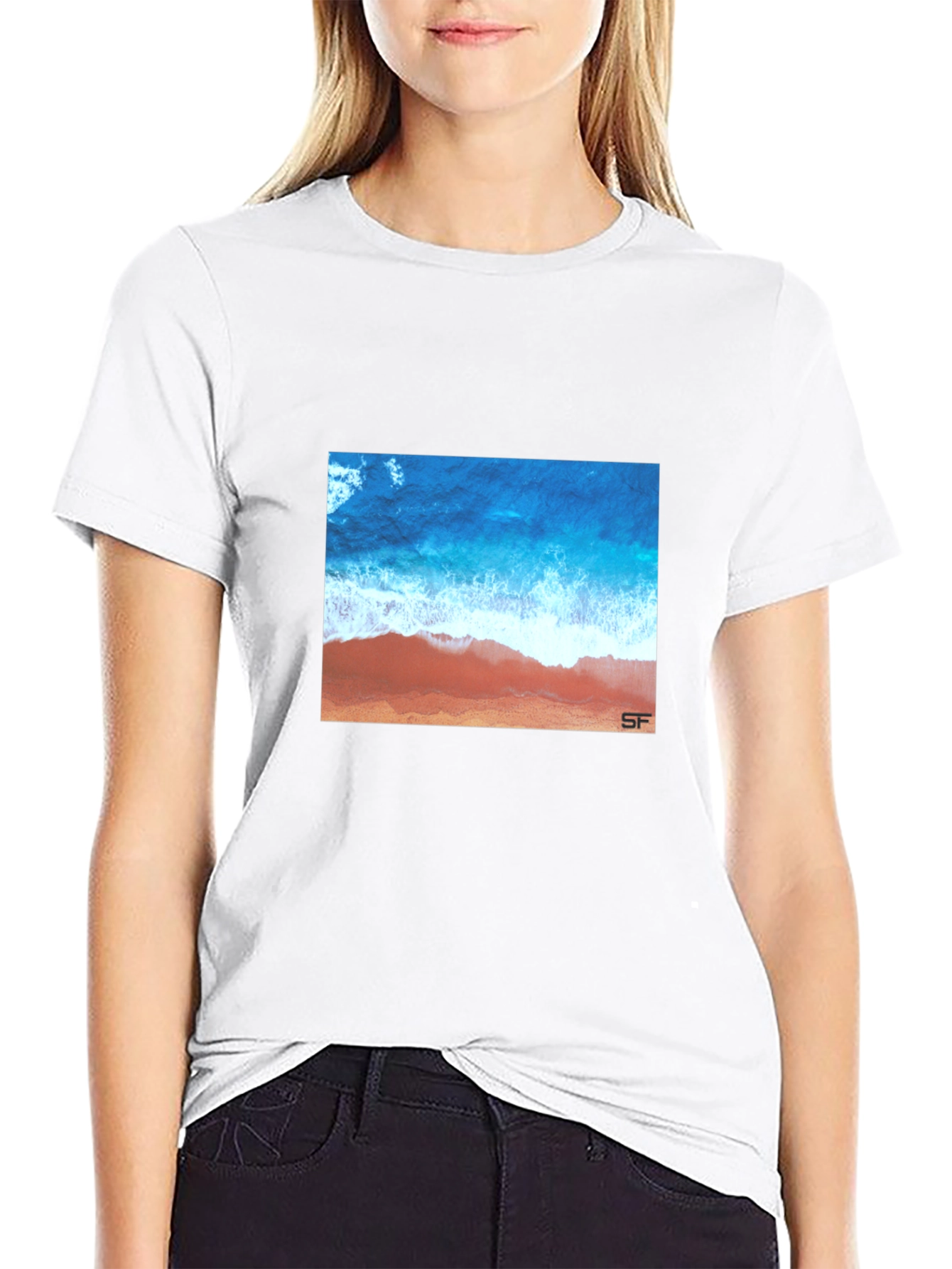 Black Ocean View Graphic Tee - Stylish Black T-Shirt view 9