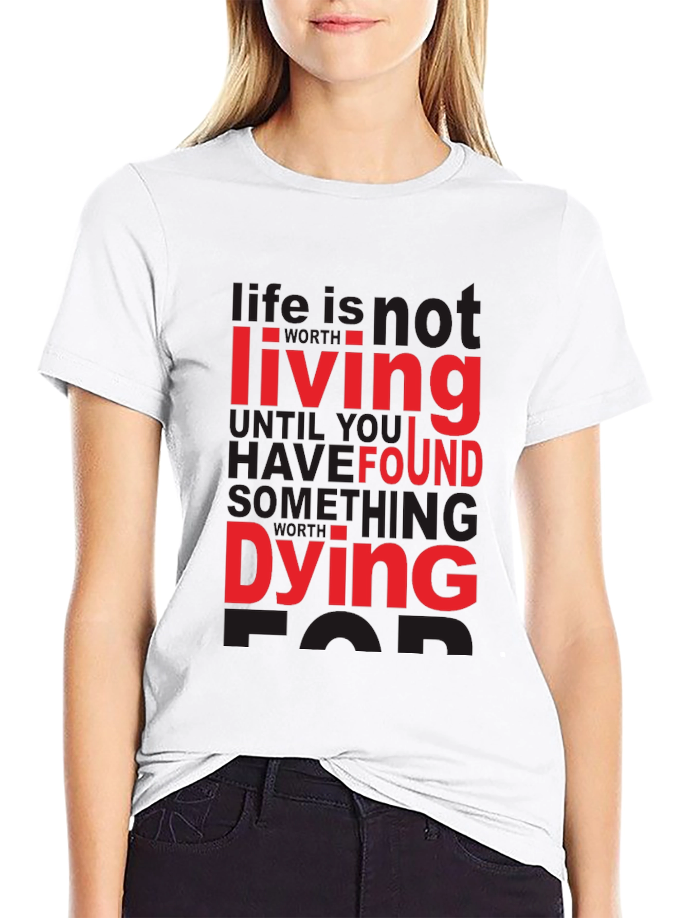 Black Life Quote T-Shirt - Living Dying Found Black Tee view 9