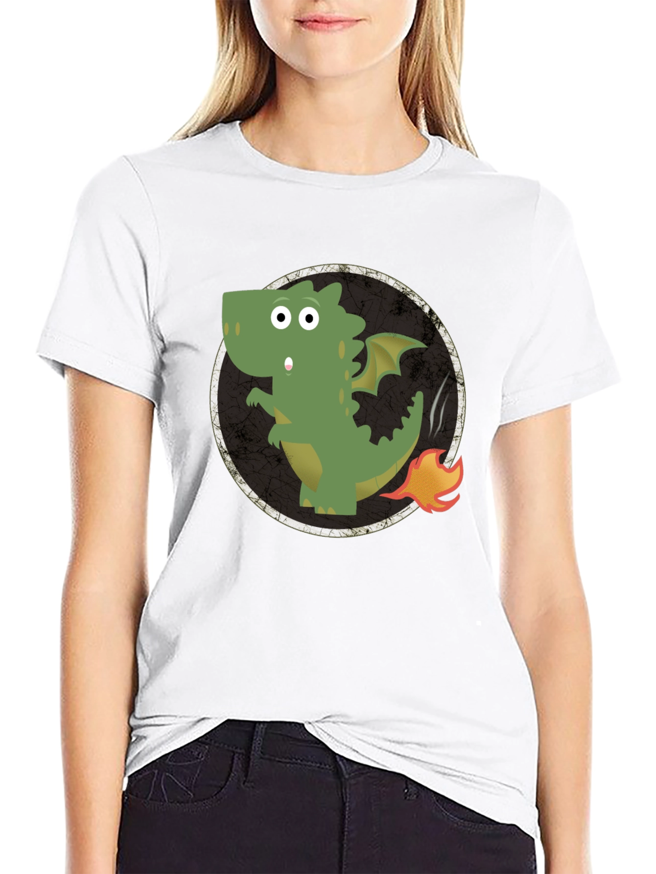 Black Dragon Fire Tail Graphic Tee - Black Cotton T-Shirt view 9