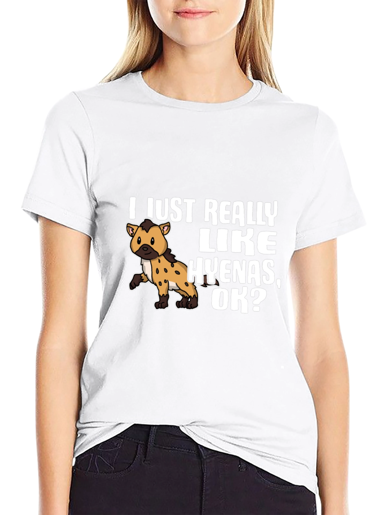 Black Hyena Lover Graphic Tee - I Just Really Like Hyenas T-Shirt view 9