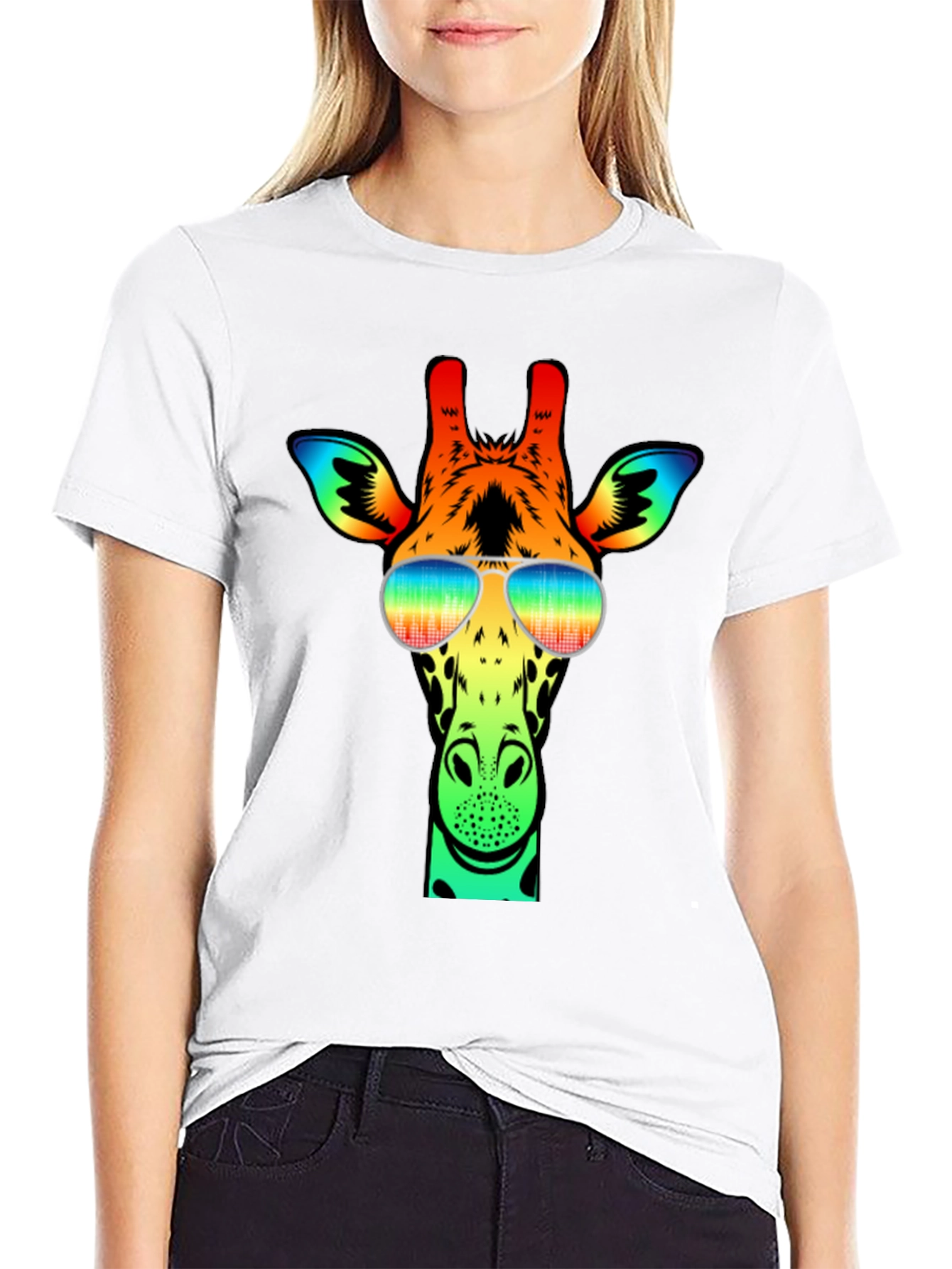 Black Cool Giraffe Graphic Tee view 9
